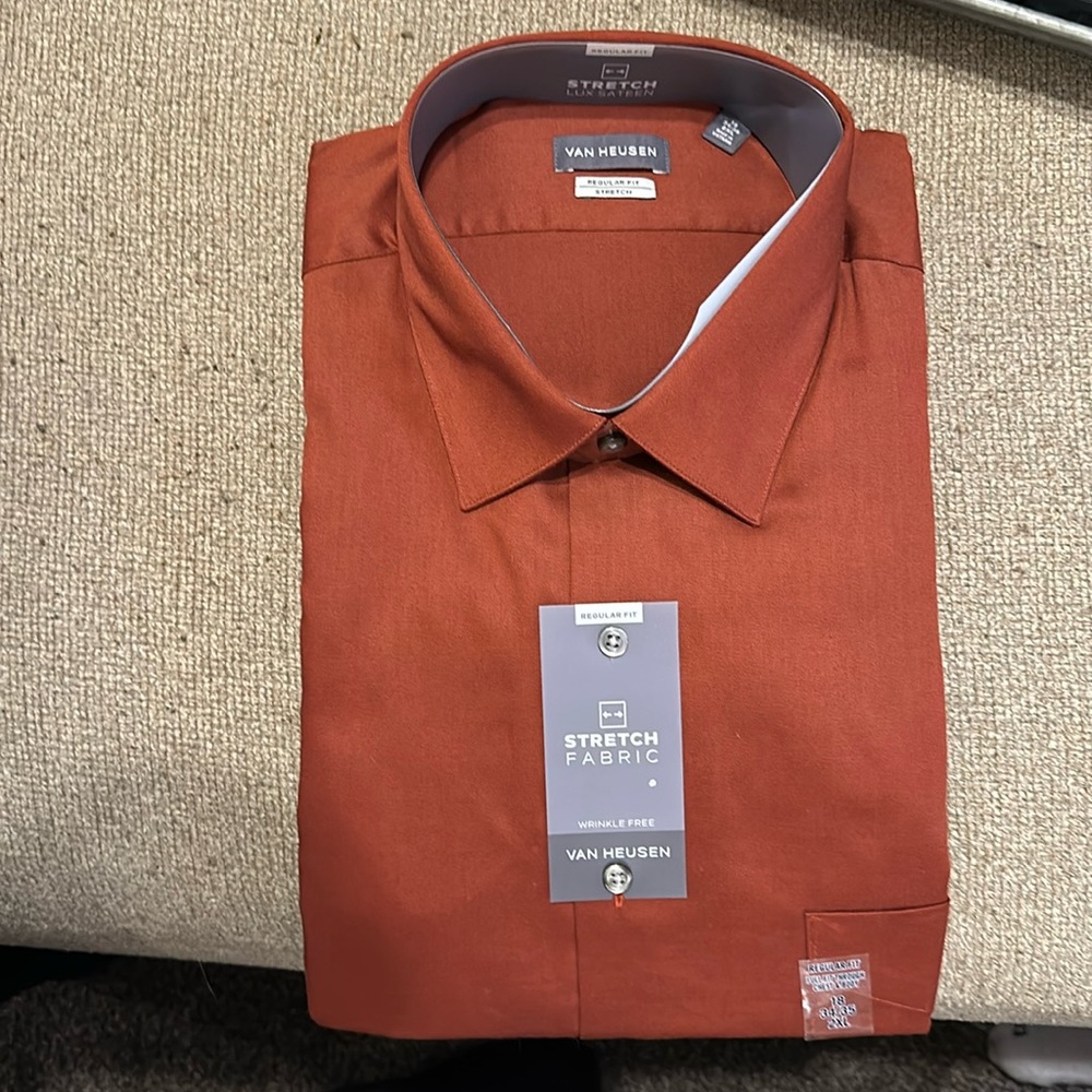 Van Heusen- regular fit stretch. Long sleeved.